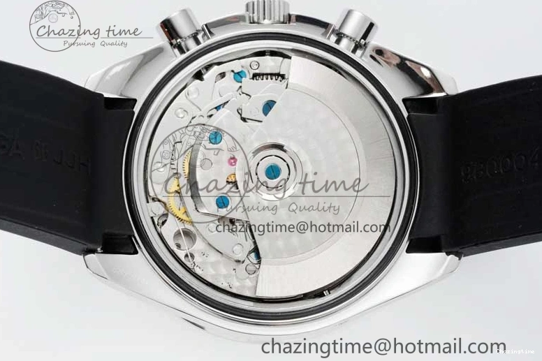 0111 Breathable Speedmaster Racing Master SS HKF Best Edition White Dial on Black Rubber Strap A 7815